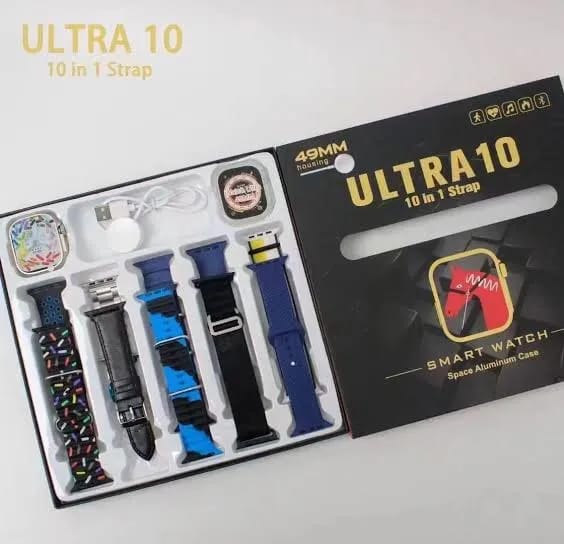 Ultra 10 Smart Watch 10 In 1 Straps with NAN Plug – Fast Charger